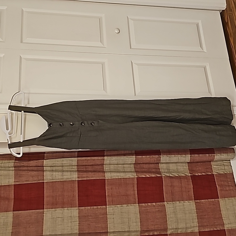 WILD FABLE Army Green Apron Button-Front Wide Leg Jumpsuit Size XS